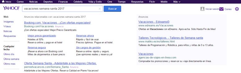 Publicidad en motores de búsqueda: Yahoo!