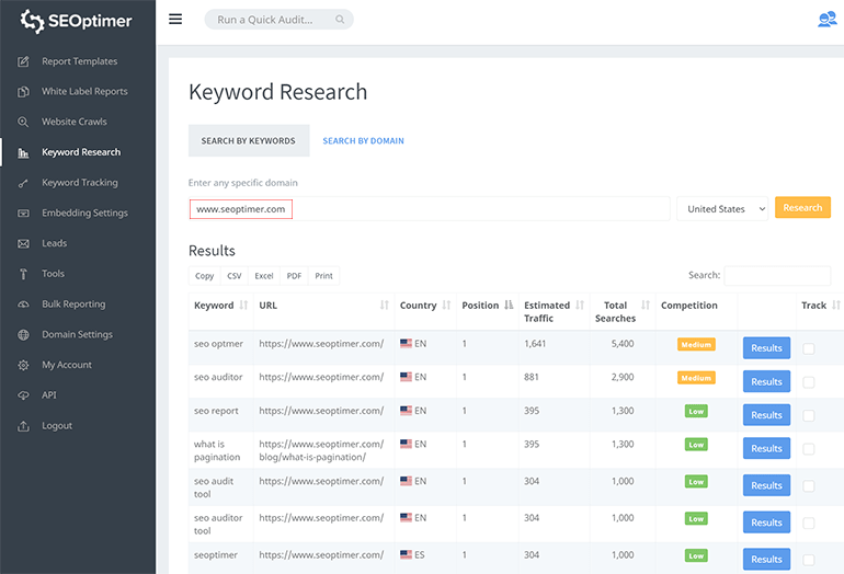Keyword Tracking by Domain