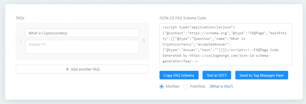 Générateur de schéma FAQPage JSON-LD